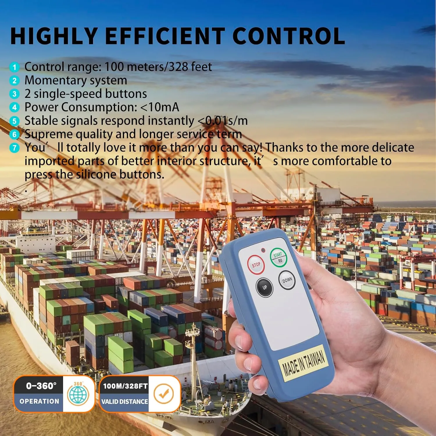 SAGA-L4 Mini Wireless Crane Remote Control for Winch Lifting Electric Hoist Crane Dump Trailer Truck Tail Gate Transmitter 12-24V Receiver