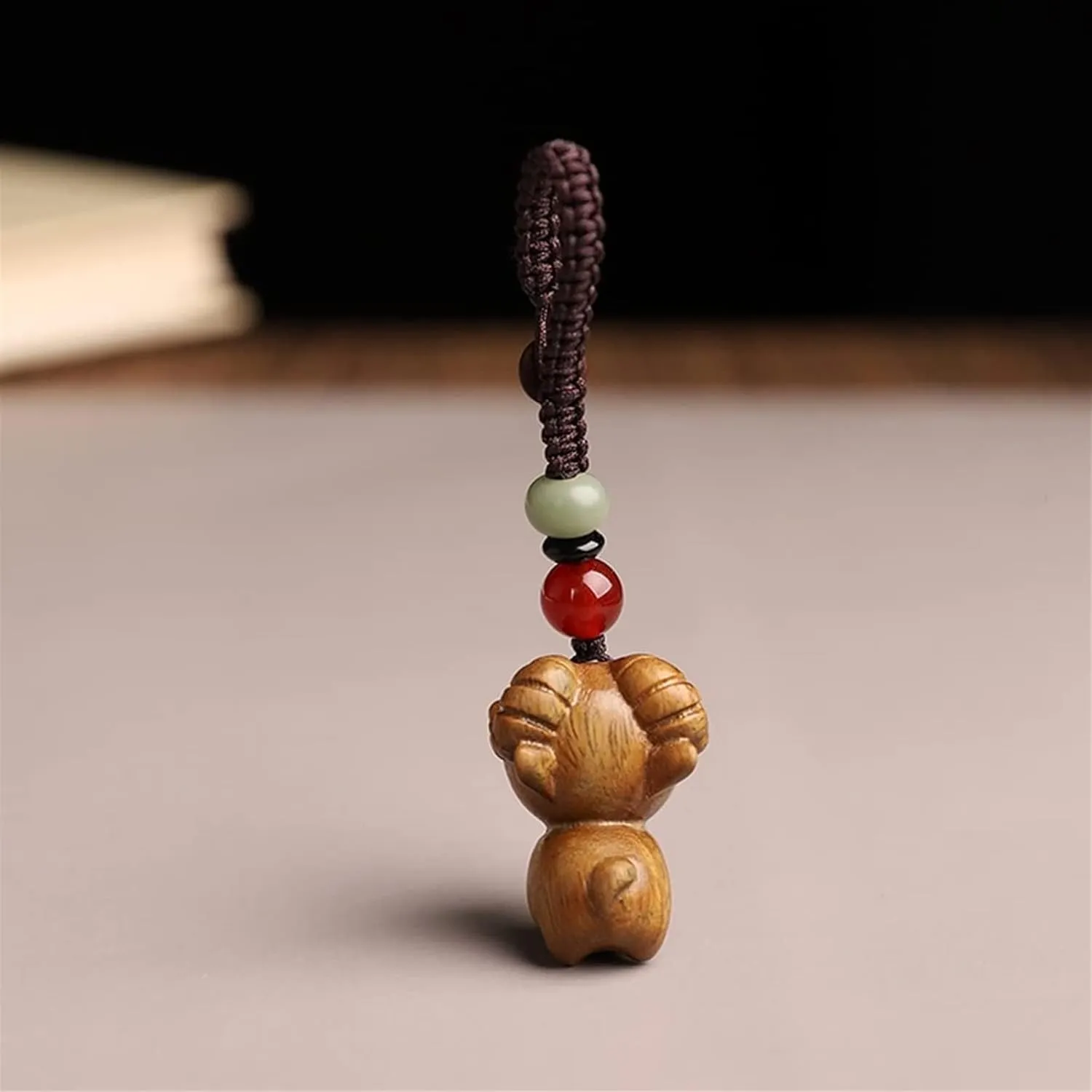 Sandalwood Little Sheep Keychain, Cute Cartoon Wooden Goat Shape Car Keychain Handmade Chinese Style Handbag Charm (Color : Orange, Size : 3.9" x 0.8" x 0.9")