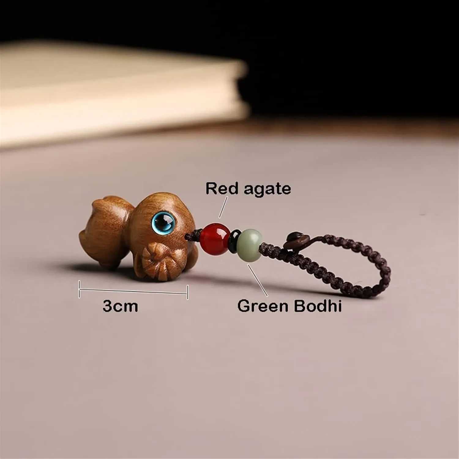 Sandalwood Little Sheep Keychain, Cute Cartoon Wooden Goat Shape Car Keychain Handmade Chinese Style Handbag Charm (Color : Orange, Size : 3.9" x 0.8" x 0.9")