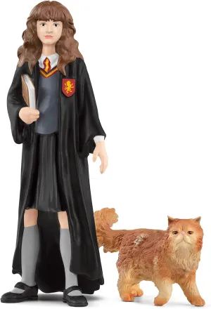 Schleich Wizarding World of Harry Potter - 2 Piece Hermonie Granger & Crookshanks Collectable Set - Harry Potter Figures for Boys and Girls - Gryffindor Figurines for Kids Ages 6 