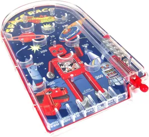 Schylling Space Race Pinball Game - Portable Retro Pinball Toy - Sturdy Construction with Lever, Metal Balls, and Classic Space Design - Ages 3 and Up