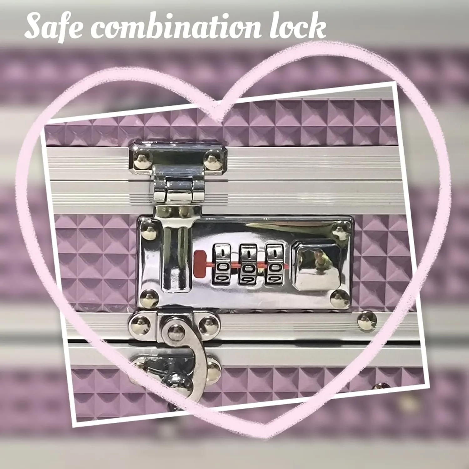 Security Jewelry Box with Combination Code Lockable for Kids Girls 8-12 teen Women Cute 3 Layers Organizer with Mirror Handle Storage for Bracelets Earrings Rings Necklaces Hair Accessories