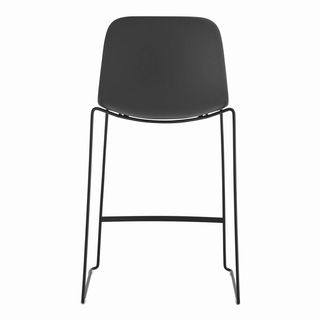Seela Outdoor Counter Stool - Black Powder-Coated Sled Base - Stackable