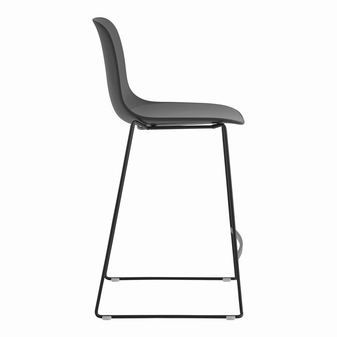 Seela Outdoor Counter Stool - Black Powder-Coated Sled Base - Stackable