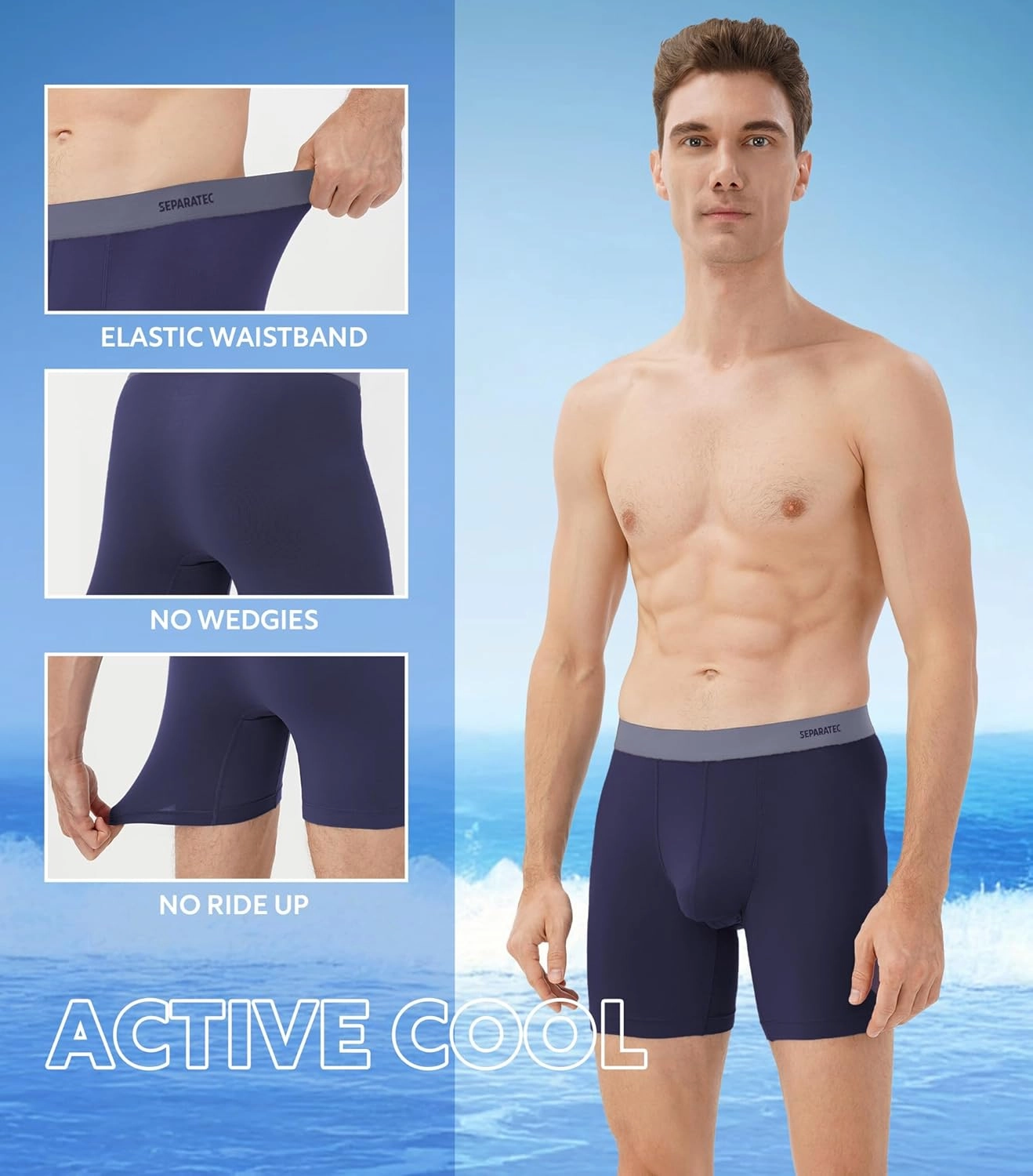 Separatec Mens Underwear with Pouch Moisture Wicking Rayon Made From Bamboo Underwear Men Breathable Boxer Briefs 3 or 6 Pack