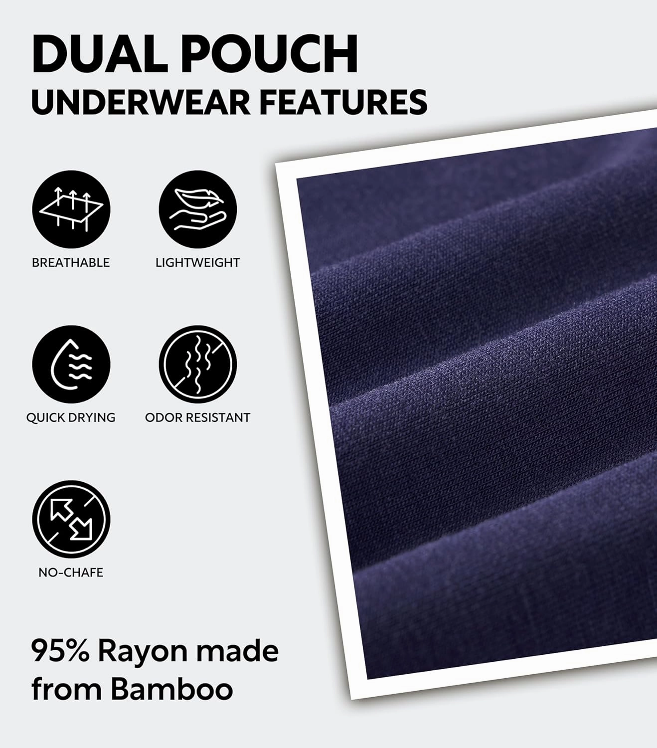 Separatec Mens Underwear with Pouch Moisture Wicking Rayon Made From Bamboo Underwear Men Breathable Boxer Briefs 3 or 6 Pack