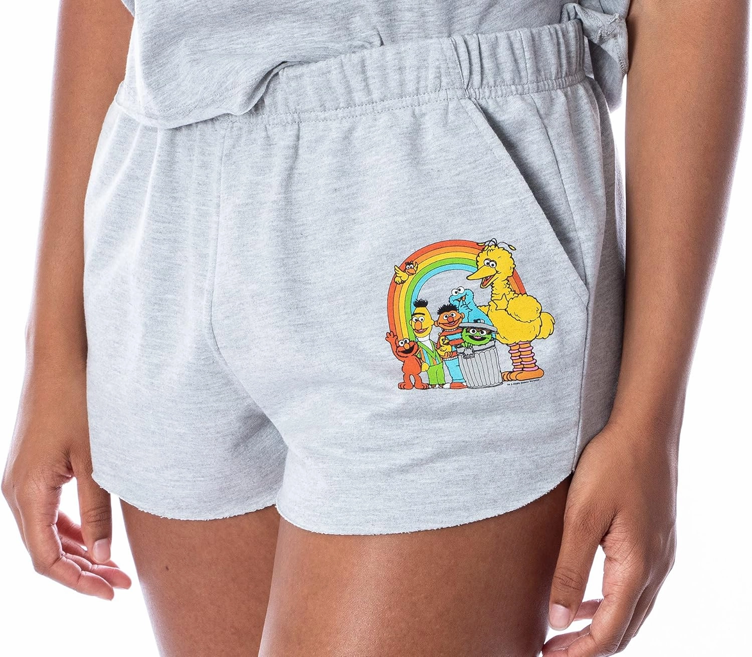 Sesame Street Women's Street Sign Shirt and Shorts 2 Piece Pajama Loungewear Set