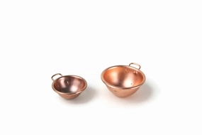 Set of 2 Vintage 1:12 Miniature Dollhouse Copper Nesting Bowls