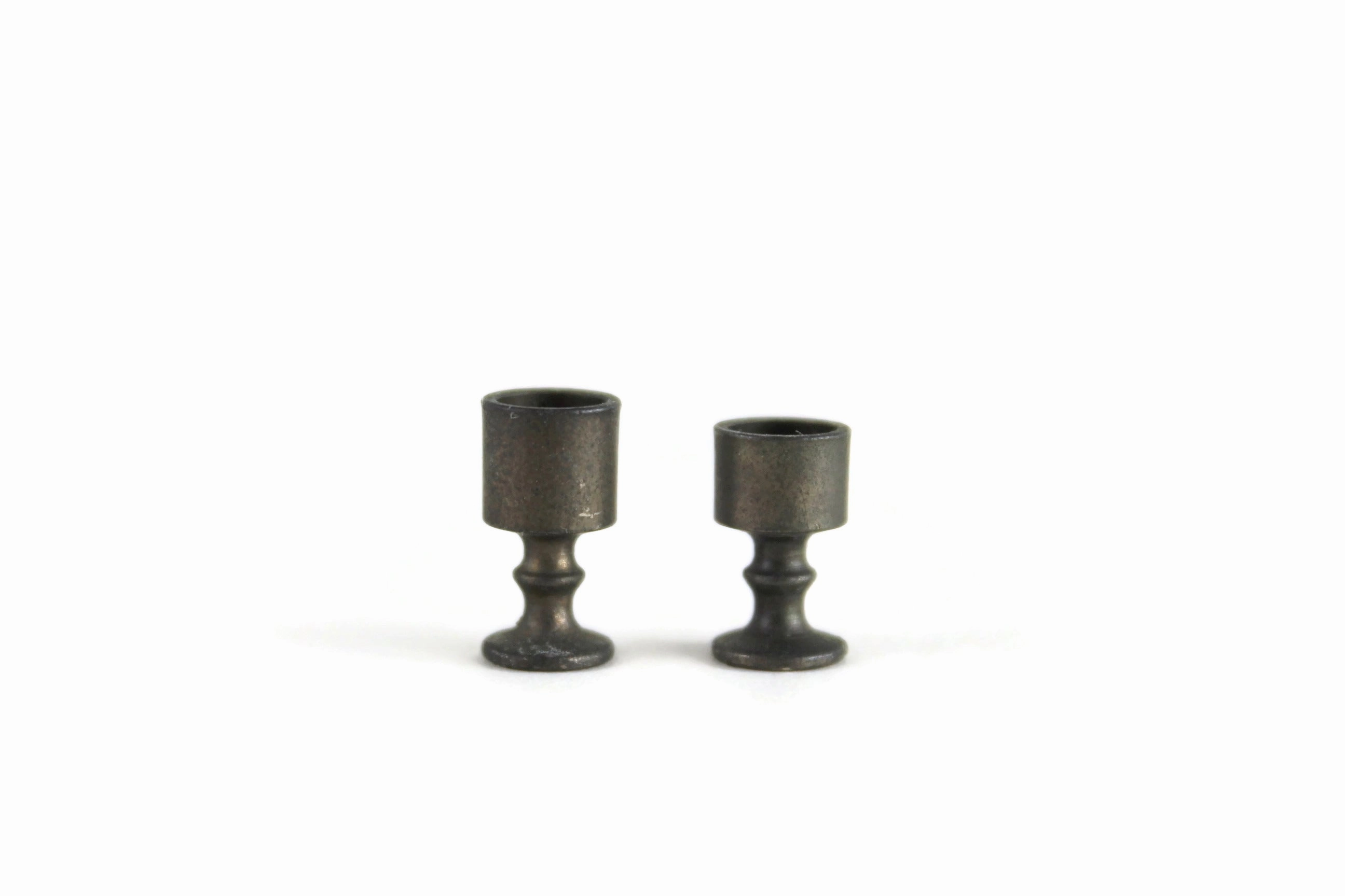 Set of 2 Vintage 1:12 Miniature Dollhouse Silver Goblets or Chalices
