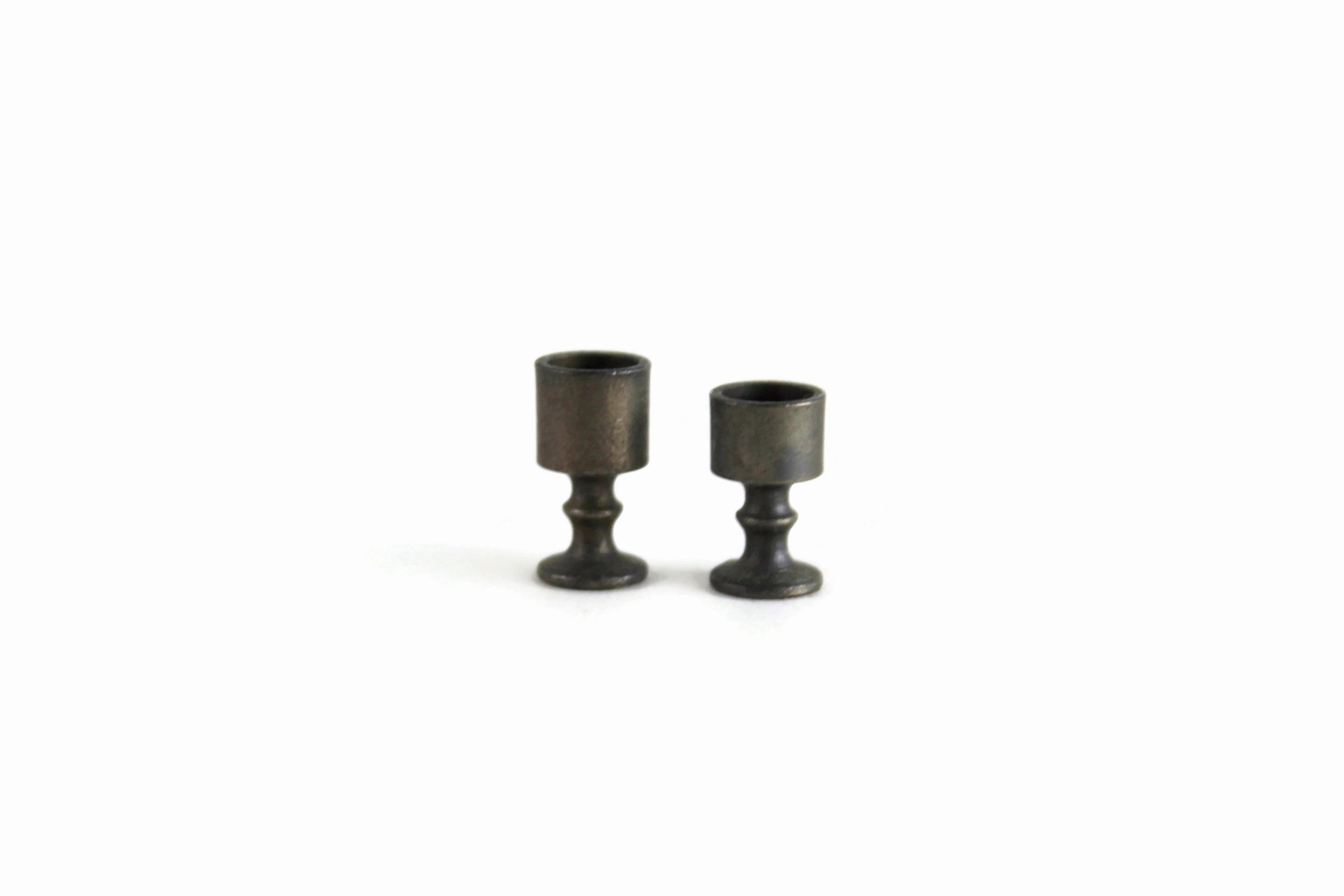 Set of 2 Vintage 1:12 Miniature Dollhouse Silver Goblets or Chalices