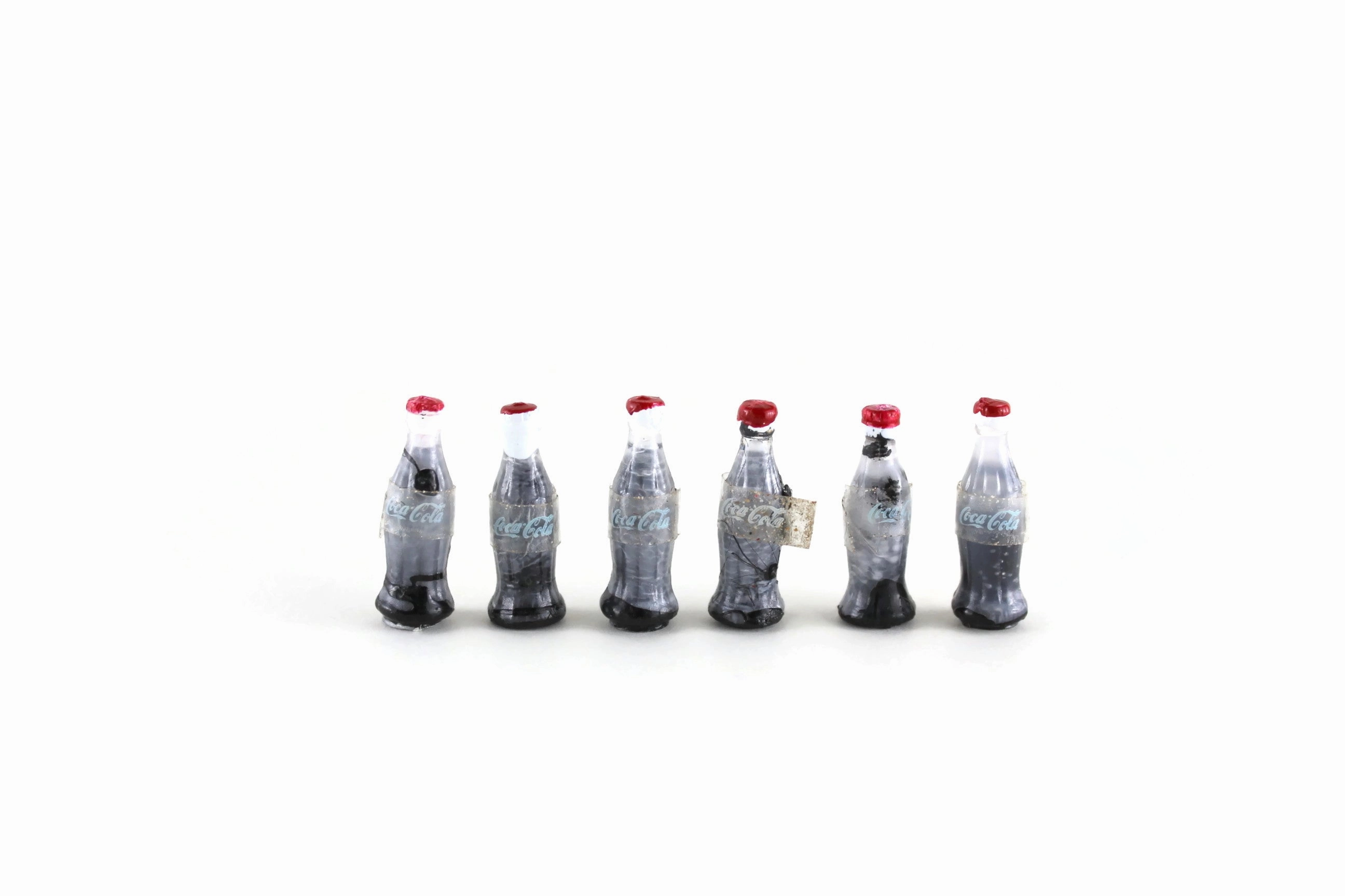 Set of 6 Vintage 1:12 Miniature Dollhouse Coca-Cola Bottles