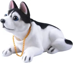 Shaking Head Dog Ornament for Car Dashboard Adorable Husky Decoration for Home and Shop Cute Puppy Car Accessory Present for Friends and Family