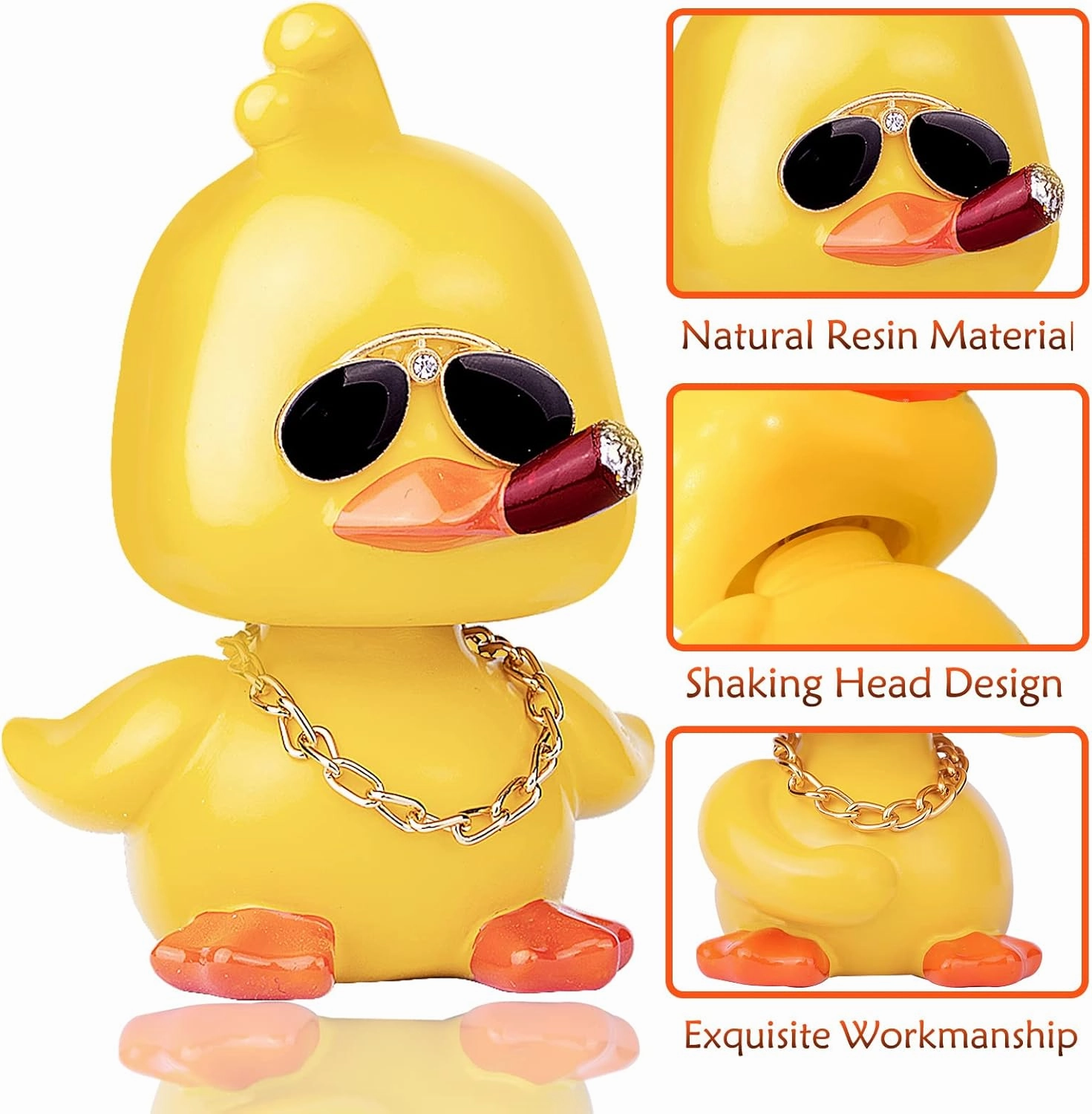 Shaking Head Duck Car Ornaments, 2 Pack Funny Duck Car Dashboard Decorations for Car Auto Interior Decor Accessories(Cool&Cool)