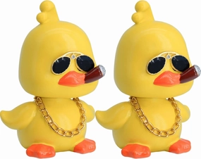 Shaking Head Duck Car Ornaments, 2 Pack Funny Duck Car Dashboard Decorations for Car Auto Interior Decor Accessories(Cool&Cool)