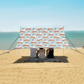 Sheep Lay on Strawberry Bread Beach Camping Tent Sun Shelter for Whole Family, Cute Beach Shade Canopy with UPF50  UV Protection,Easy Set Up and Carry,Outdoor Shade for Trips, Fishing, Backyard