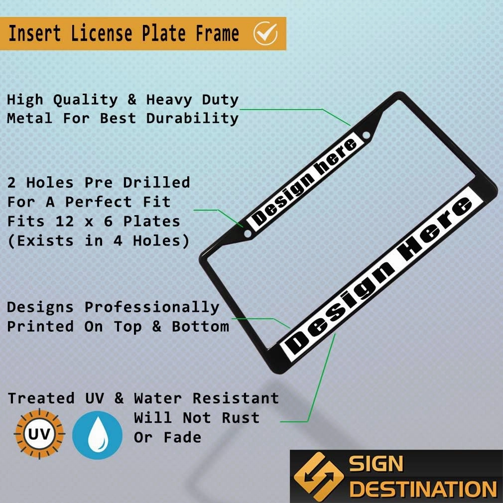 Sign Destination Metal License Plate Frame Solid Insert Desert Storm Veteran Car Auto Tag Holder Black 2 Holes One Frame