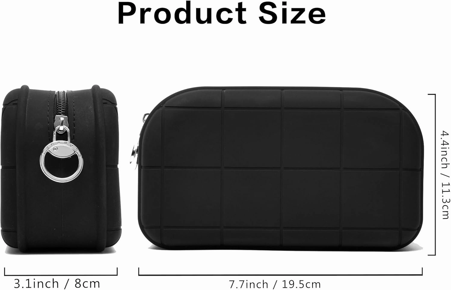 Silicone Makeup Bag Travel Cosmetic Bag Stuff Bag Makeup Pouch Cute Makeup Organizer Versatile Zipper Pouch for Women (Black)