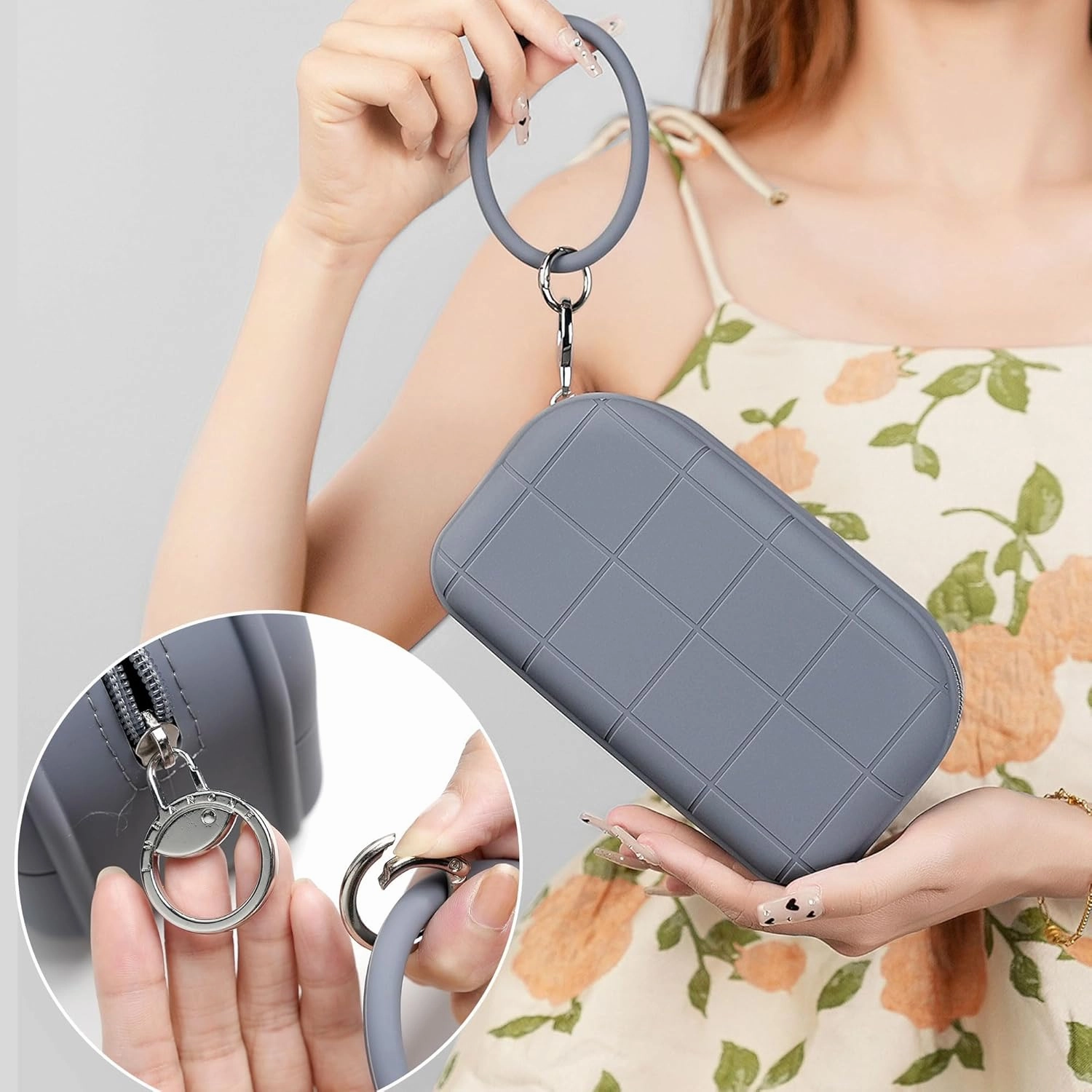 Silicone Makeup Bag Travel Cosmetic Bag Stuff Bag Makeup Pouch Cute Makeup Organizer Versatile Zipper Pouch for Women (Dark Grey)