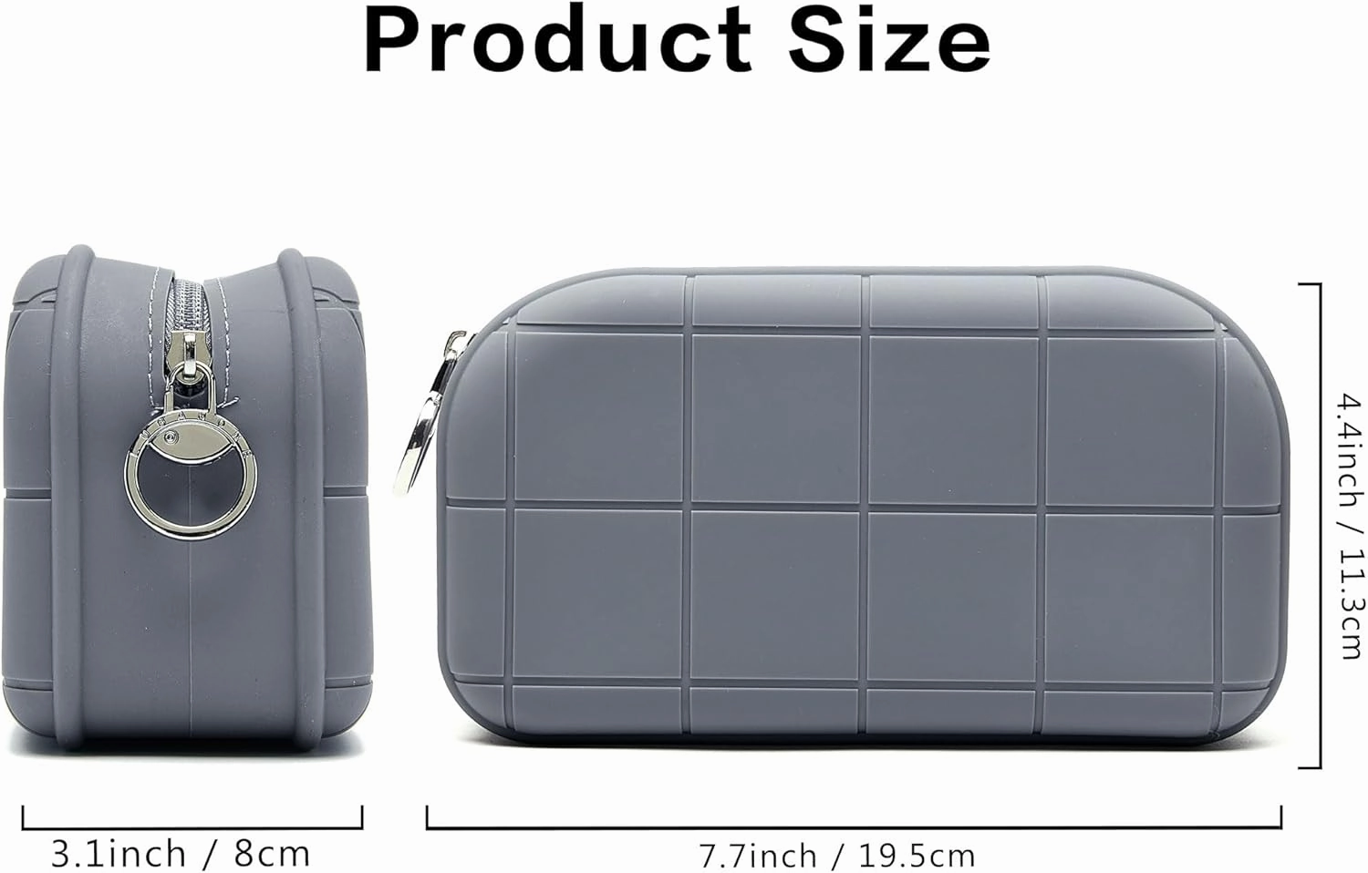 Silicone Makeup Bag Travel Cosmetic Bag Stuff Bag Makeup Pouch Cute Makeup Organizer Versatile Zipper Pouch for Women (Dark Grey)