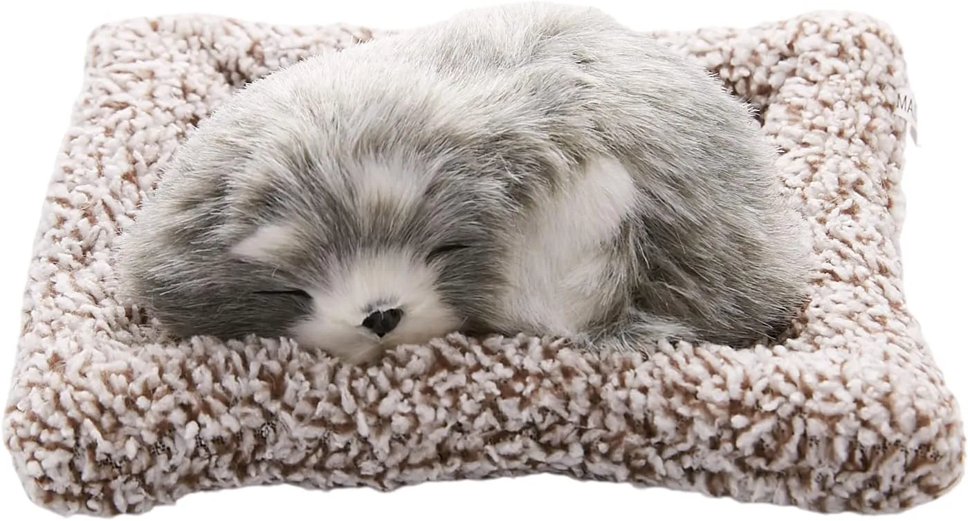 Simulation Animal Ornaments for car Dashboard Small Napping Siberian Husky Dog Plush Products Realistic Sweet Fluffy Sleeping pup can Clean air
