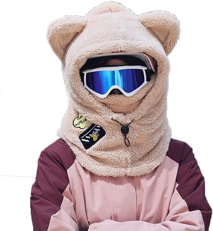 Ski Helmet Cover,Over Helmet Balaclava,Cute Hood Ski Mask,for Women Men Riding Skiing Climbing