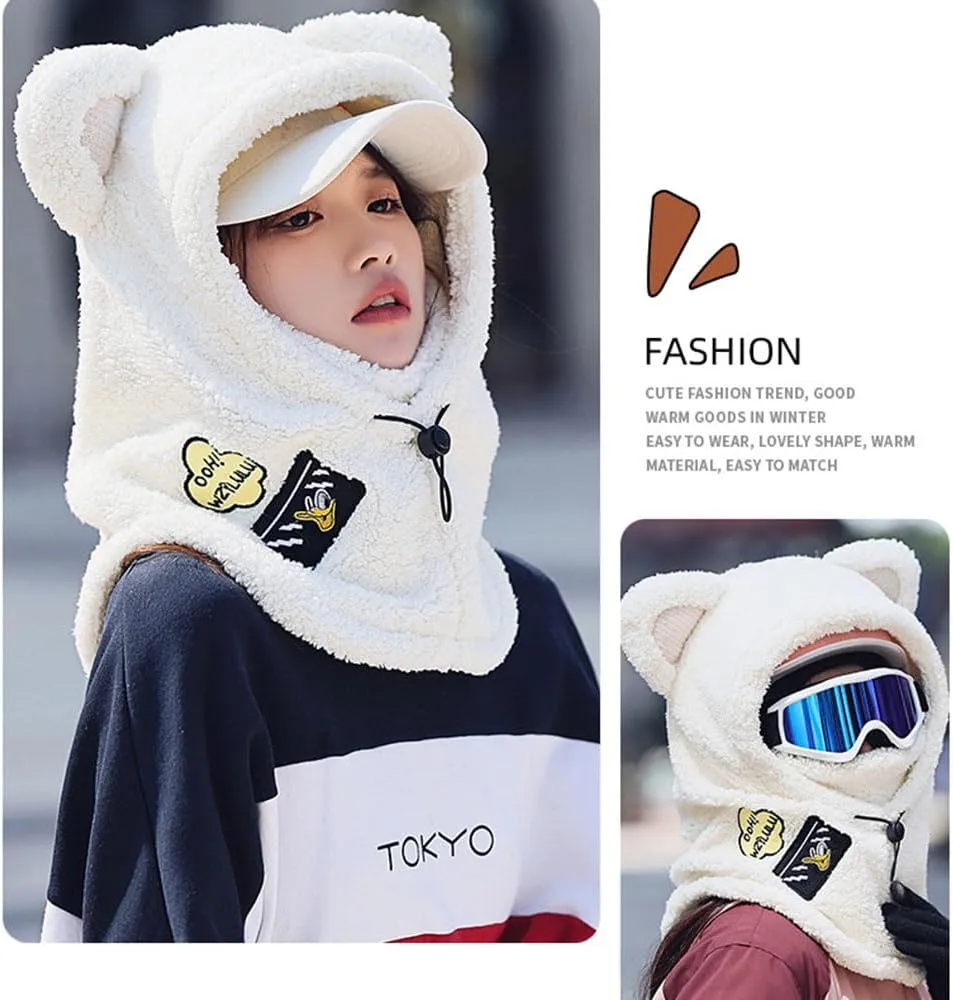 Ski Helmet Cover,Over Helmet Balaclava,Cute Hood Ski Mask,for Women Men Riding Skiing Climbing