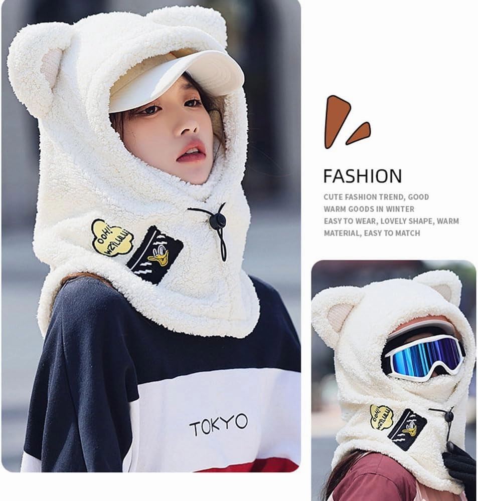 Ski Helmet Cover,Over Helmet Balaclava,Cute Hood Ski Mask,for Women Men Riding Skiing Climbing