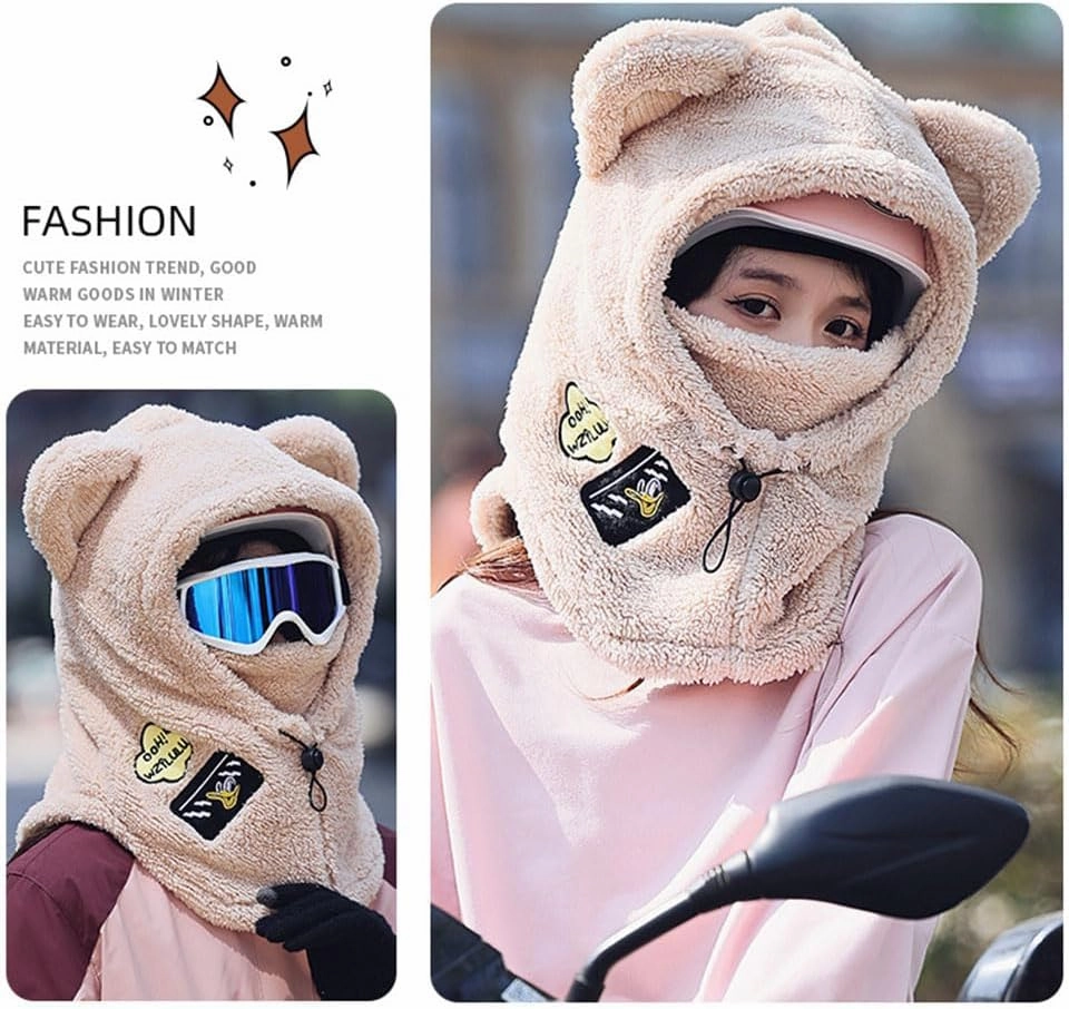 Ski Helmet Cover,Over Helmet Balaclava,Cute Hood Ski Mask,for Women Men Riding Skiing Climbing