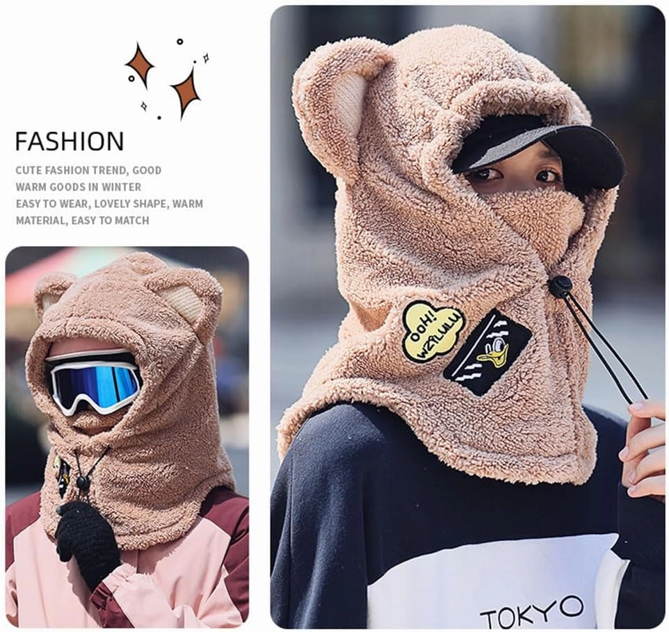 Ski Helmet Cover,Over Helmet Balaclava,Cute Hood Ski Mask,for Women Men Riding Skiing Climbing