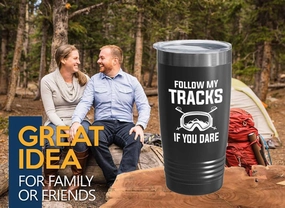Skiing Black Edition Viking Tumbler 20oz - Follow my tracks - Ski Bum Gifts Fun Gifts for Skiers Mountain Camping Water Skiier Gifts