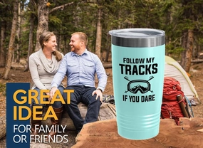 Skiing Teal Edition Viking Tumbler 20oz - Follow my tracks - Ski Bum Gifts Fun Gifts for Skiers Mountain Camping Water Skiier Gifts
