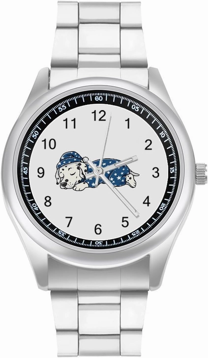 Sleeping Dalmatian Dog Casual Wrist Watches for Men Classic Business Dress Watch Big Face for Work Gym