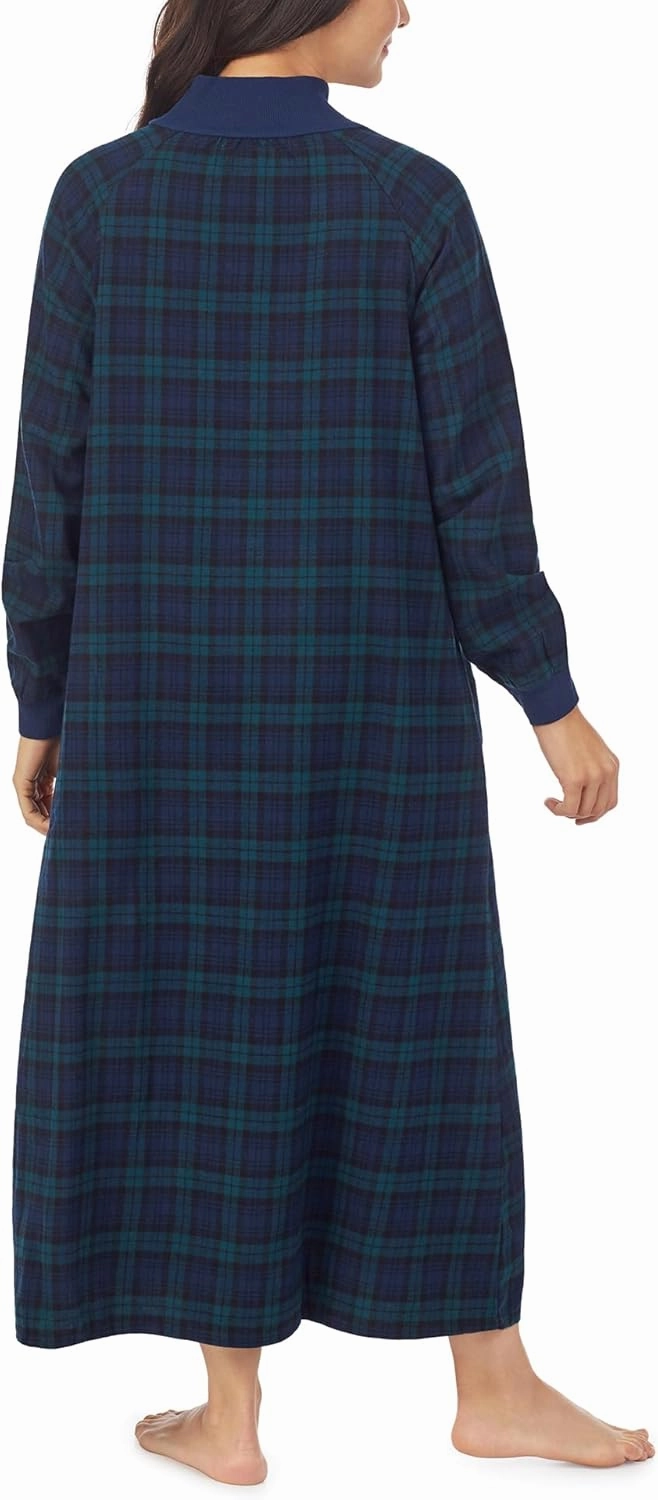 Sleepwear for Women Classic Long Sleeve Pop Over Neck Soft Flannel Pajama Nightgown