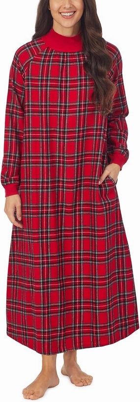Sleepwear for Women Classic Long Sleeve Pop Over Neck Soft Flannel Pajama Nightgown