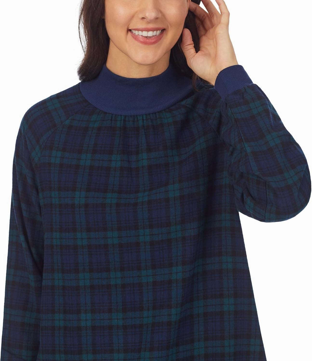 Sleepwear for Women Classic Long Sleeve Pop Over Neck Soft Flannel Pajama Nightgown