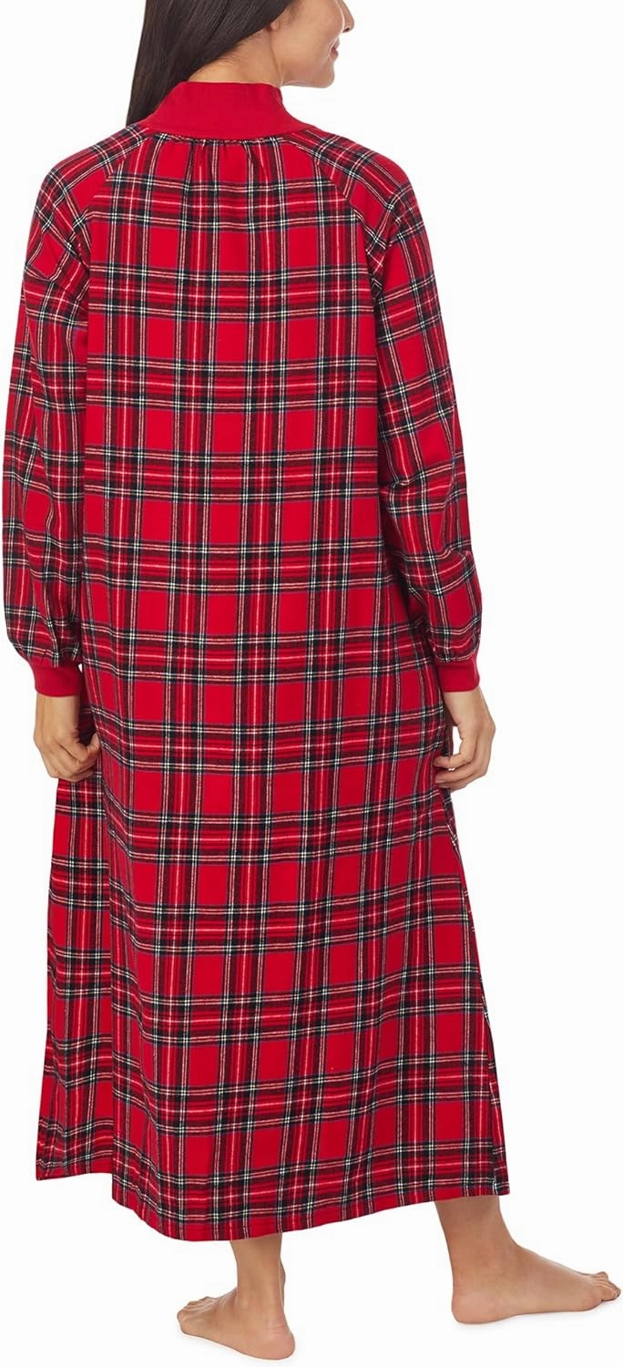 Sleepwear for Women Classic Long Sleeve Pop Over Neck Soft Flannel Pajama Nightgown
