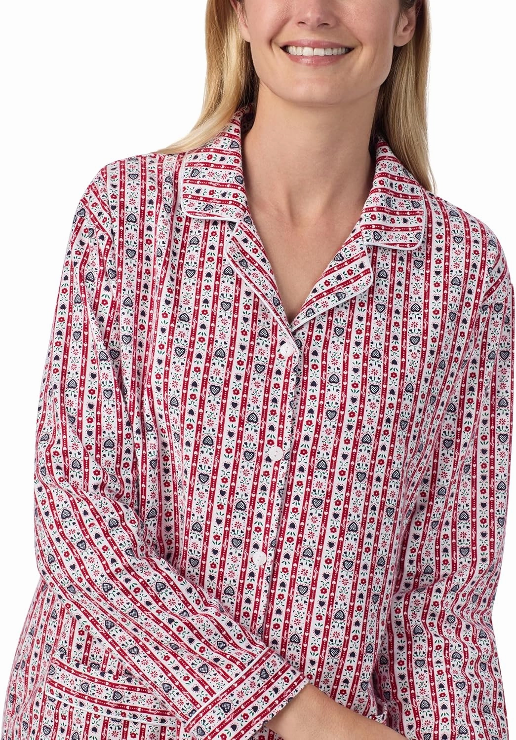Sleepwear for Women Classic Notch Collar Long Sleeve Flannel Pajama Set