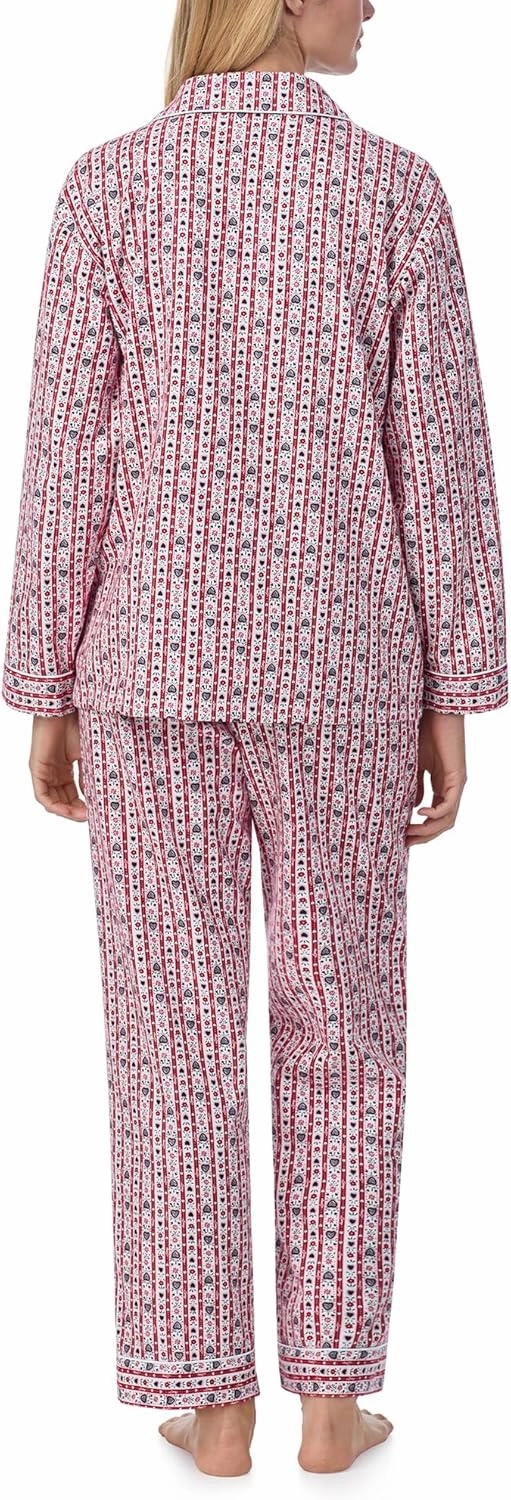 Sleepwear for Women Classic Notch Collar Long Sleeve Flannel Pajama Set