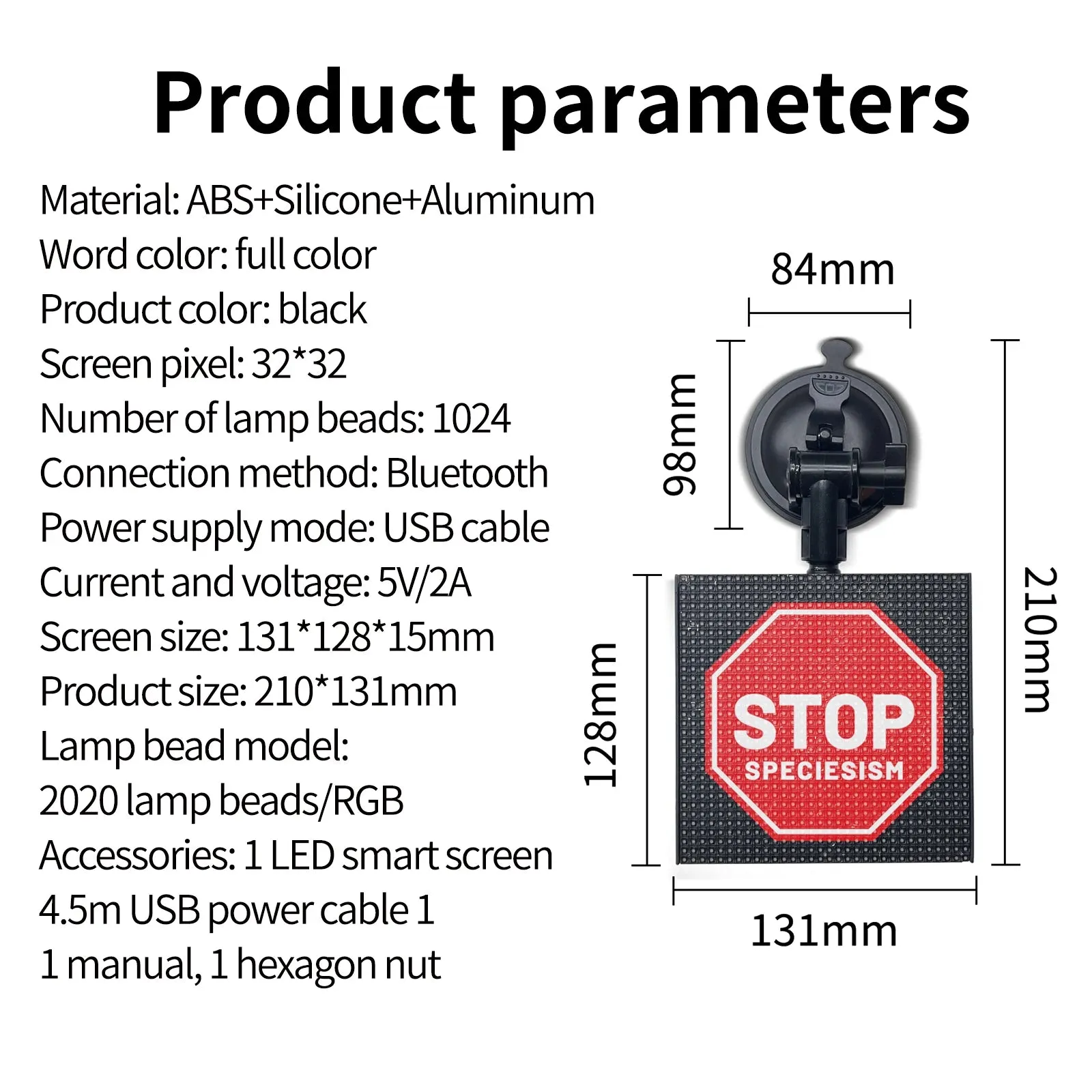 Smart LED Pixel Display, 32x32 Programmable LED Panel with APP Control for Car Rear Window and Business Advertisement