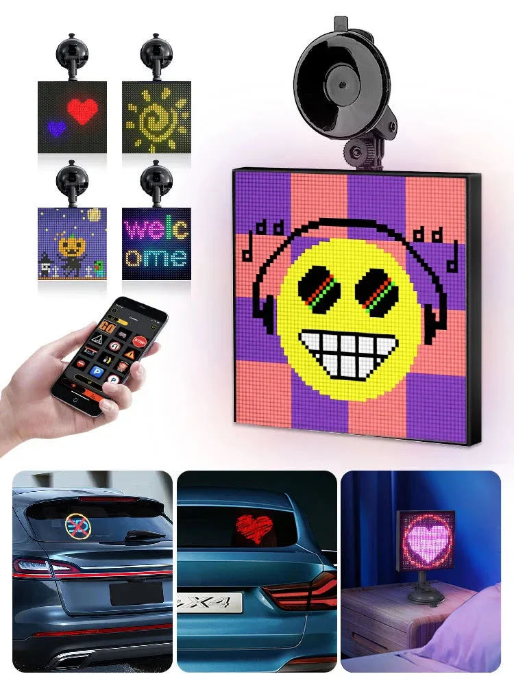 Smart LED Pixel Display, 32x32 Programmable LED Panel with APP Control for Car Rear Window and Business Advertisement