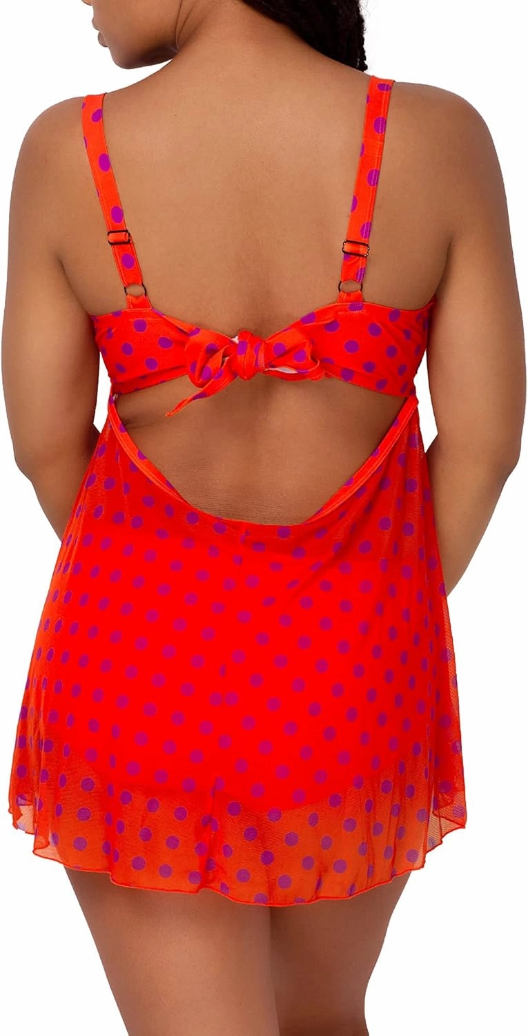 Smart & Sexy Women's Plus-Size Swimwear Top – Twist Bandeau Tankini with Built-in Support
