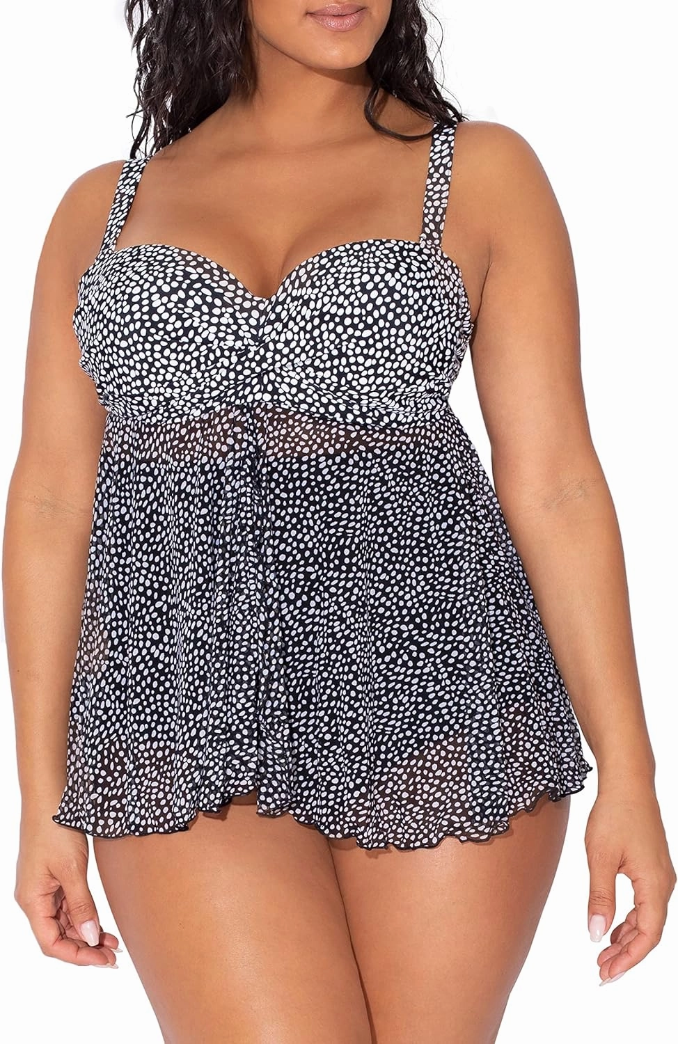 Smart & Sexy Women's Plus-Size Swimwear Top – Twist Bandeau Tankini with Built-in Support