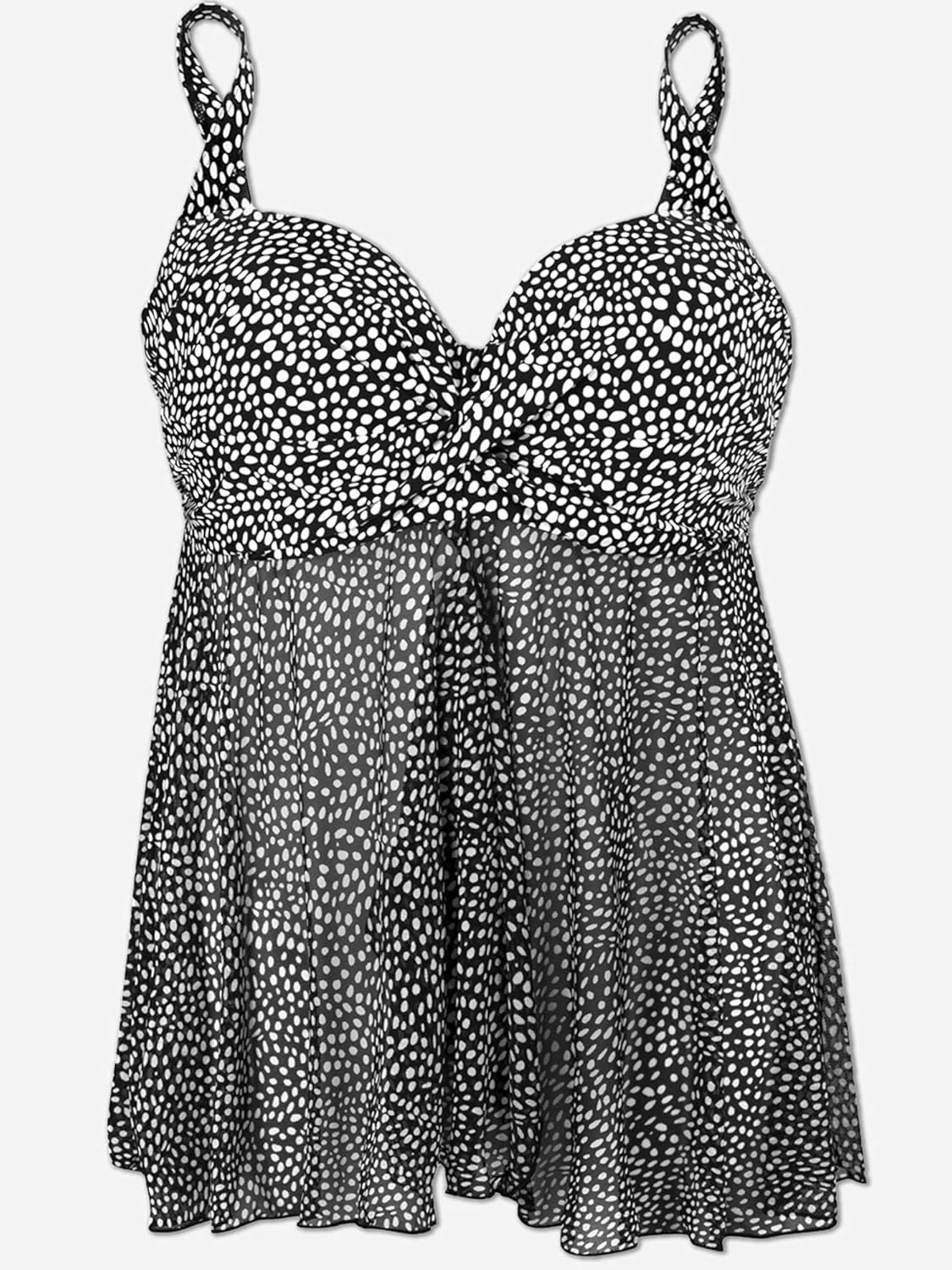 Smart & Sexy Women's Plus-Size Swimwear Top – Twist Bandeau Tankini with Built-in Support