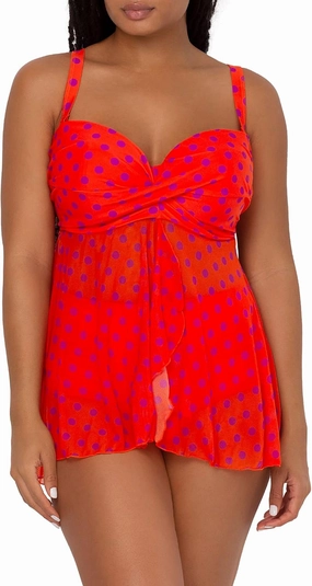 Smart & Sexy Women's Plus-Size Swimwear Top – Twist Bandeau Tankini with Built-in Support