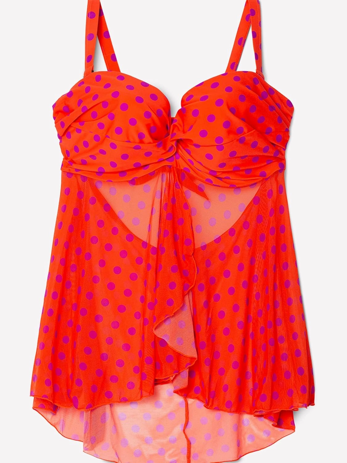 Smart & Sexy Women's Plus-Size Swimwear Top – Twist Bandeau Tankini with Built-in Support