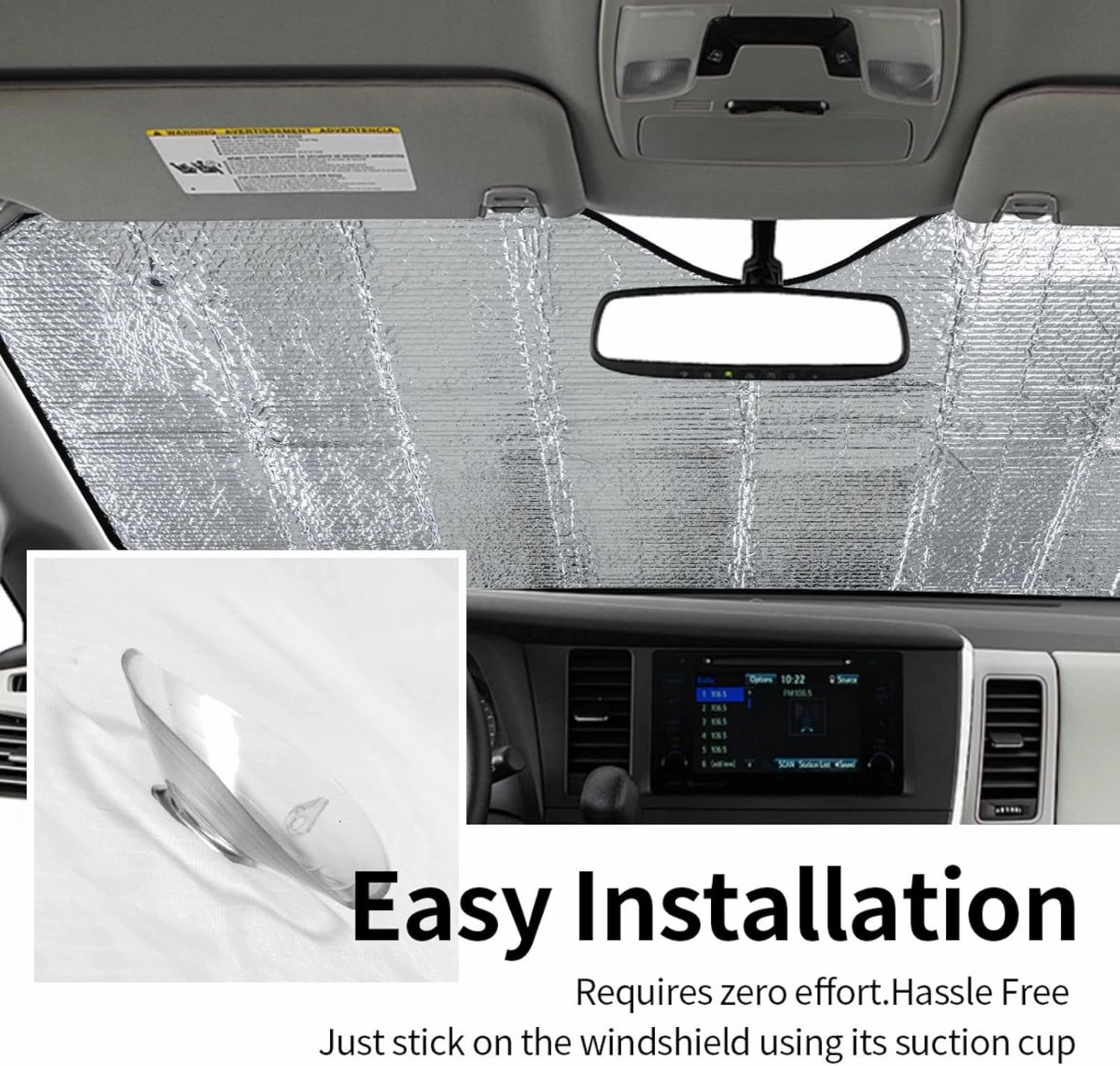 Smoky Mountain Landscape Morning in The Mountains Blue Windshield Sun Shade, Car Front Window Shades Cute Sunshade Cover Sun Visor Shield Block Automotive Interior Protector Blocks Uv Rays
