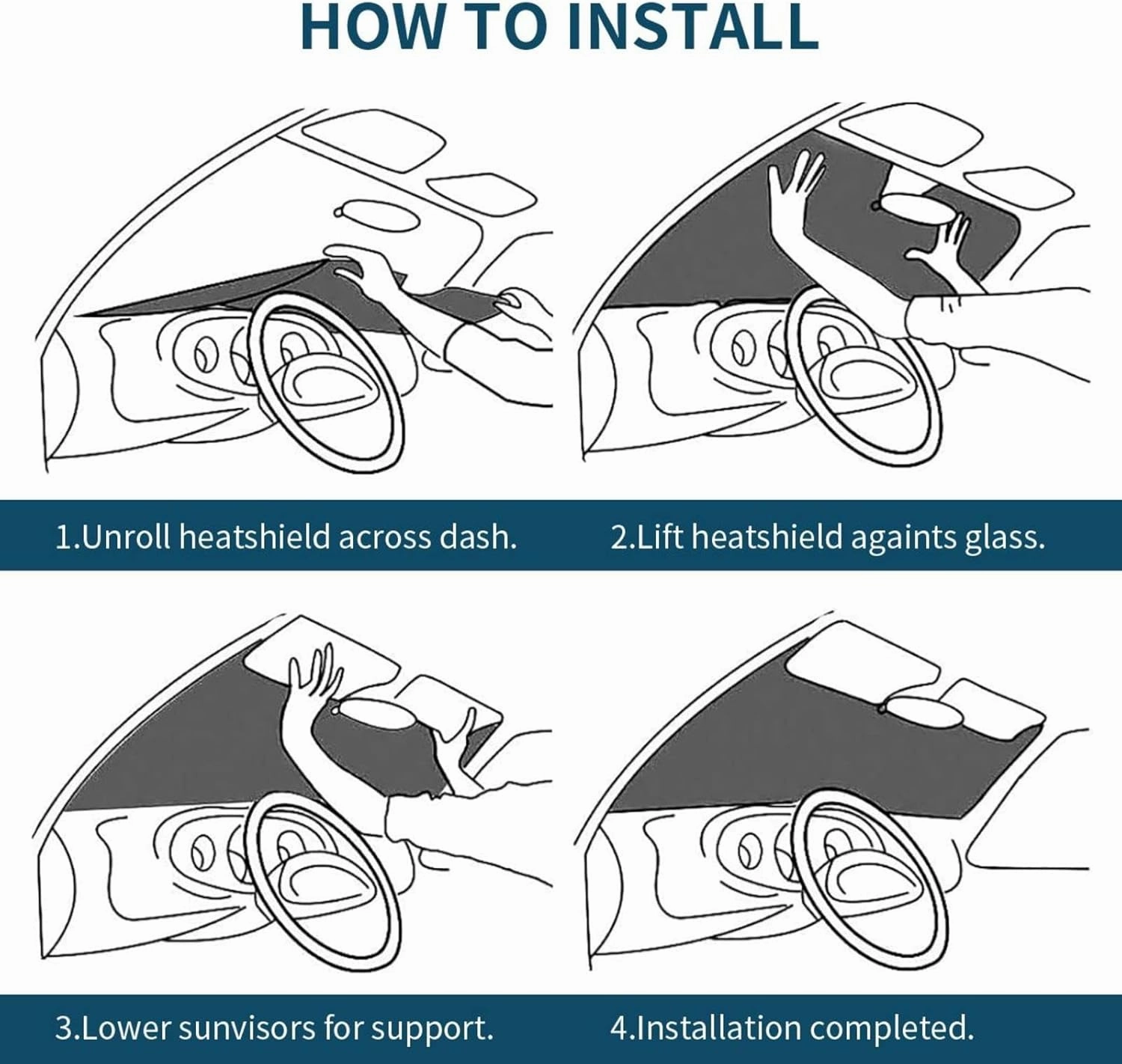 Smoky Mountain Landscape Morning in The Mountains Blue Windshield Sun Shade, Car Front Window Shades Cute Sunshade Cover Sun Visor Shield Block Automotive Interior Protector Blocks Uv Rays
