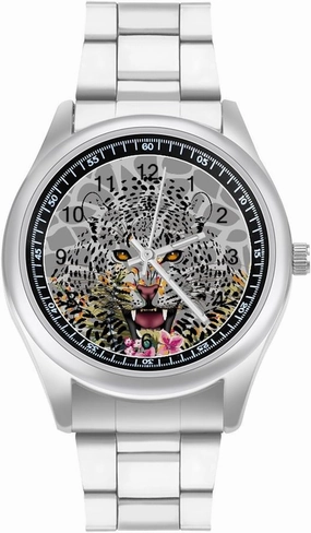 Snow Leopard Cheetah Casual Wrist Watches for Men Classic Business Dress Watch Big Face for Work Gym