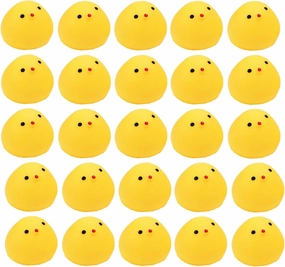 SOHAPY 100Pcs Mini Chicks Baby Shower Rubber Ducks, Squeak Fun Baby Yellow Rubber Bath Toy float Fun Decorations for Shower Birthday Party Favors Gift