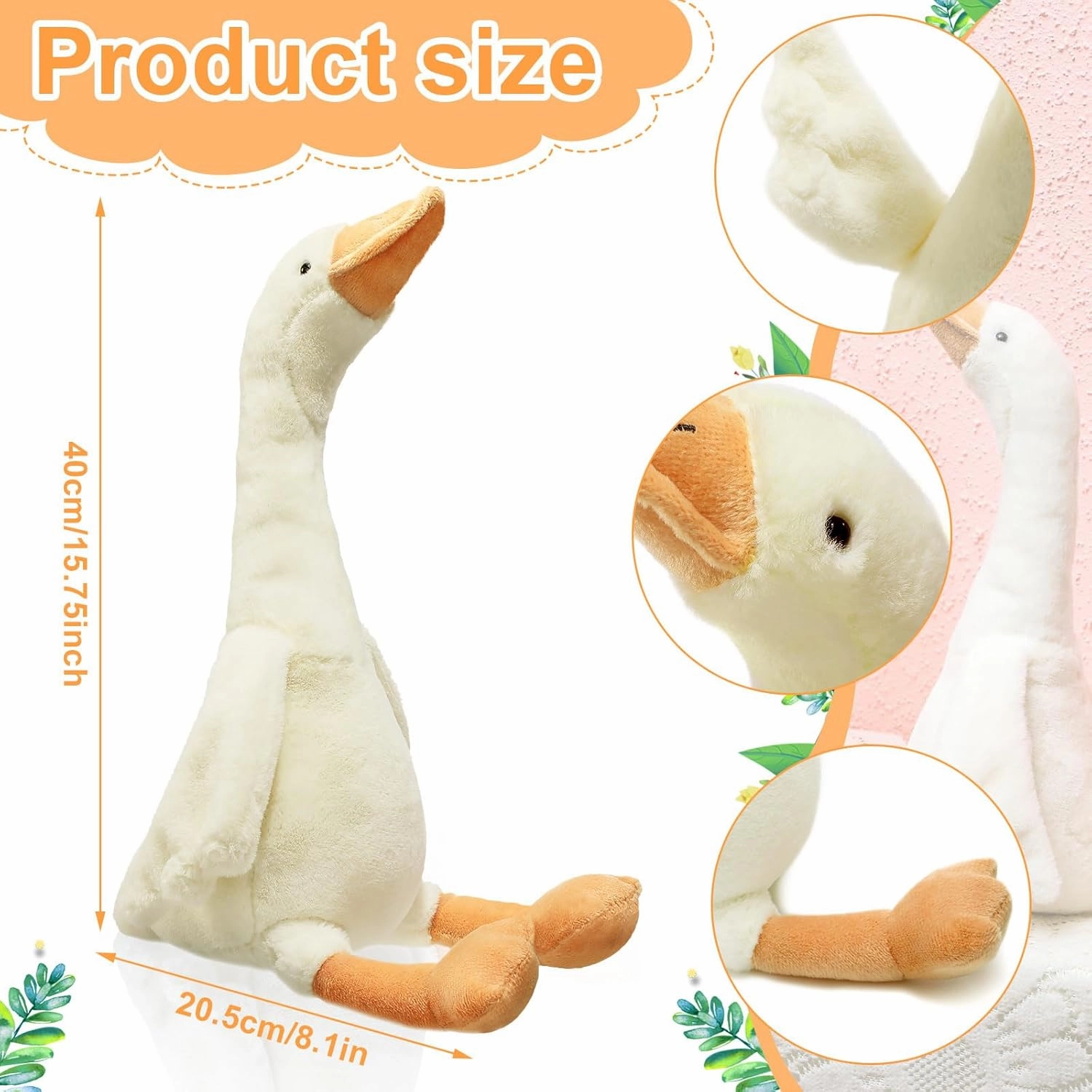 Sosation 3 Pieces 19.7'' Silly Goose Plush Stuffed Animal Toy,Swan Stuffed Animal,White Fluffy Cute Goose Funny Duck Plush Swan Toys Gifts for Kids Home Birthday Favor